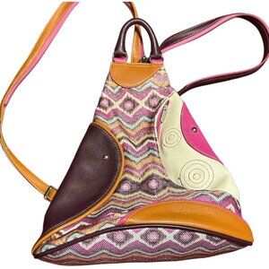Cirque Du Soleil Faux Leather/Cloth Triangular Sling Bag Converts to Backpack